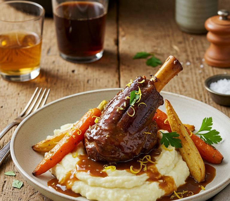 Ale-Braised Lamb Shanks with Carrots and Parsnips