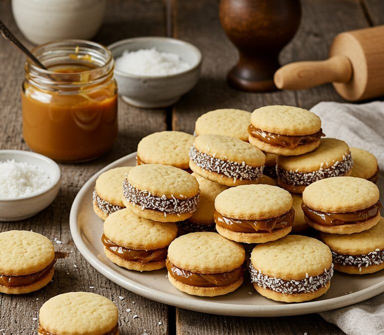 Alfajores de Maicena with Dulce de Leche and Coconut