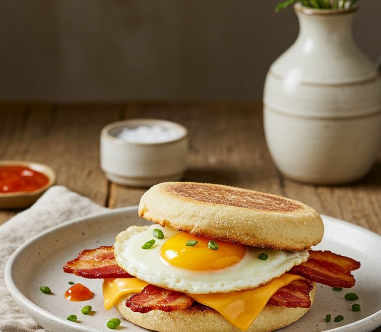 Bacon, Egg, and Cheese English Muffin Sandwich