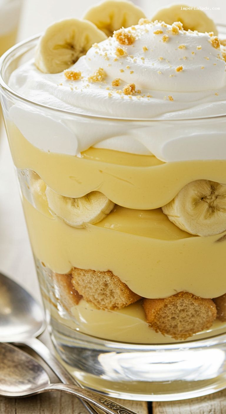 Banana Pudding Trifle with Vanilla Custard – Closeup