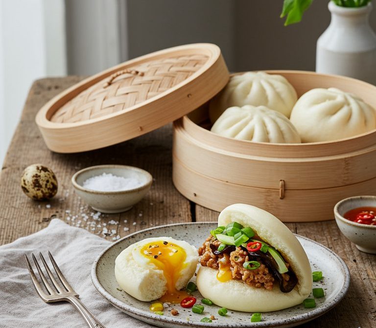 Banh Bao: Fluffy Steamed Pork Buns with Quail Egg