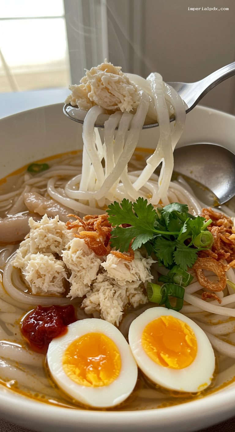 Banh Canh Cua With Silky Crab-Pork Broth – Closeup