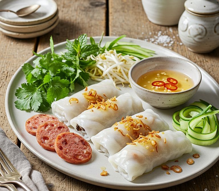 Banh Cuon with Pork, Wood Ear, and Nuoc Cham