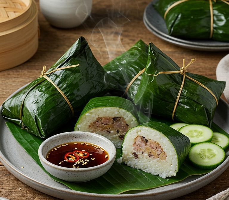 Banh Gio with Peppery Pork and Wood Ear Mushrooms