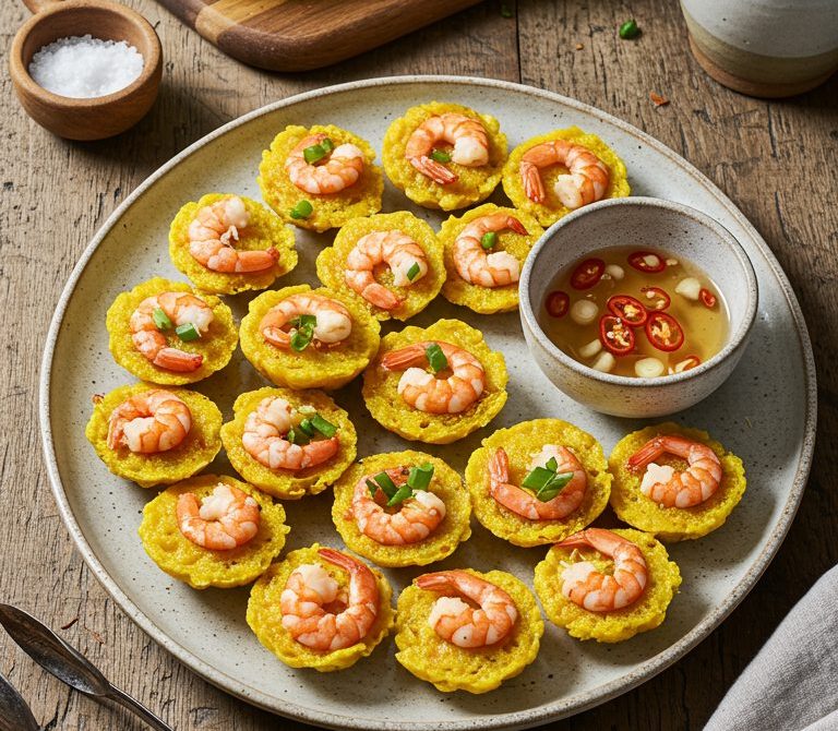 Bánh Khọt: Crispy Turmeric Coconut Shrimp Pancakes