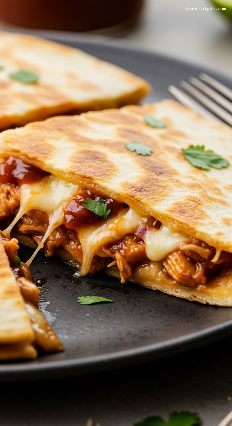 BBQ Chicken Quesadillas with Jack and Cilantro – Closeup