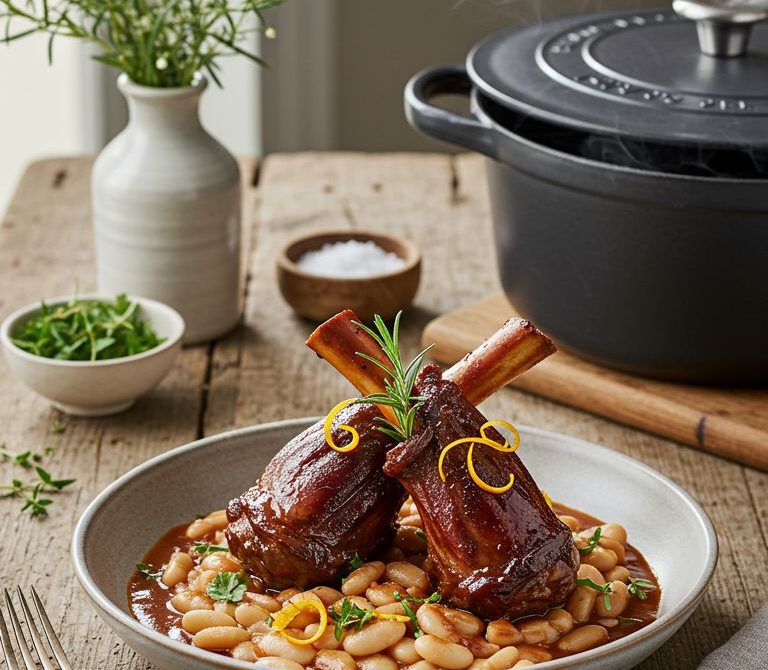 Braised Lamb Shanks with White Beans and Rosemary