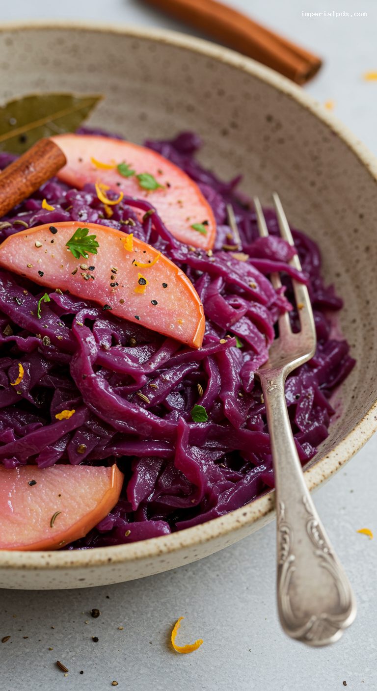 Braised Red Cabbage with Apples and Onions – Closeup