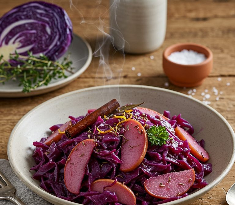 Braised Red Cabbage with Apples and Onions
