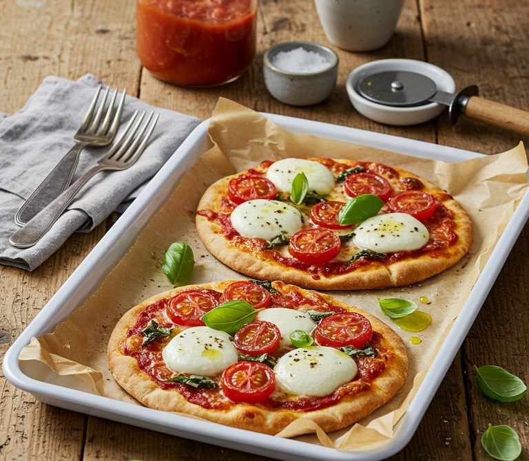 Broiled Caprese Pita Pan Pizzas
