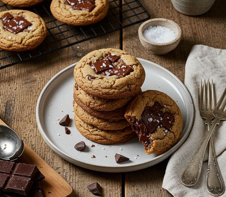 Brown Butter Chocolate Chip Cookies with Flaky Salt