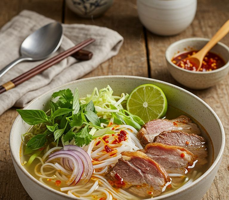 Bún Bò Huế with Lemongrass Broth and Chili Oil