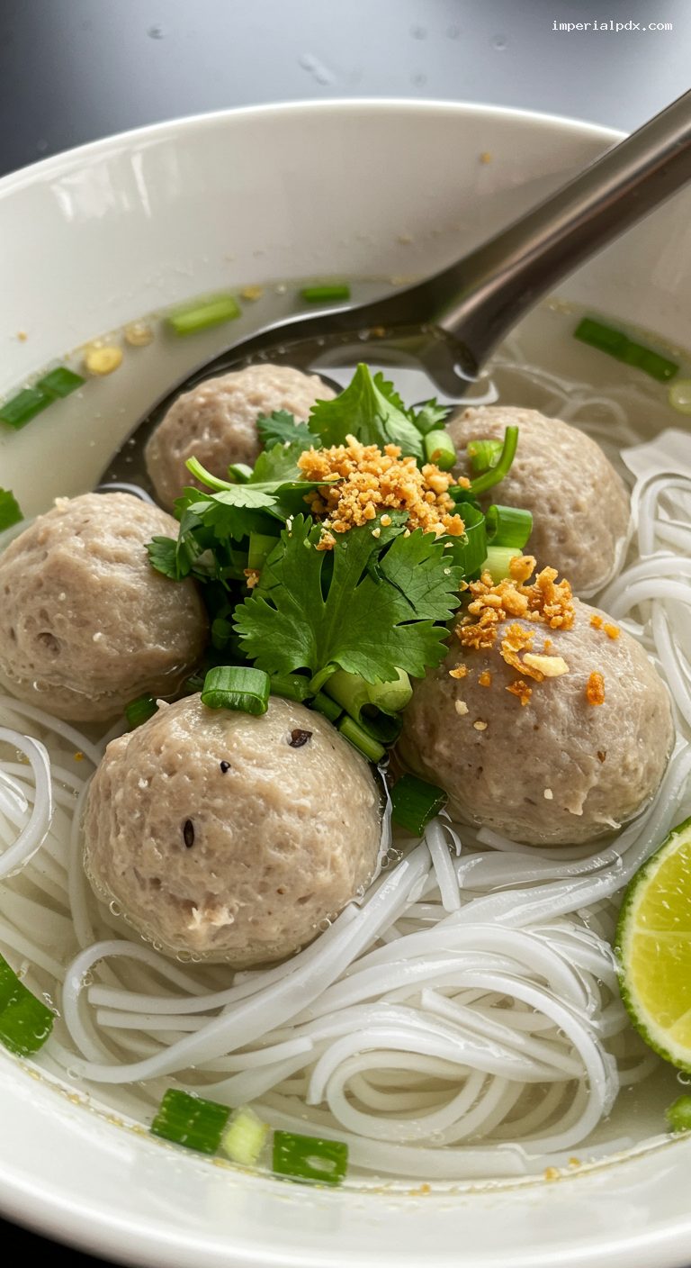 Bun Moc: Hanoi Pork and Mushroom Noodle Soup – Closeup