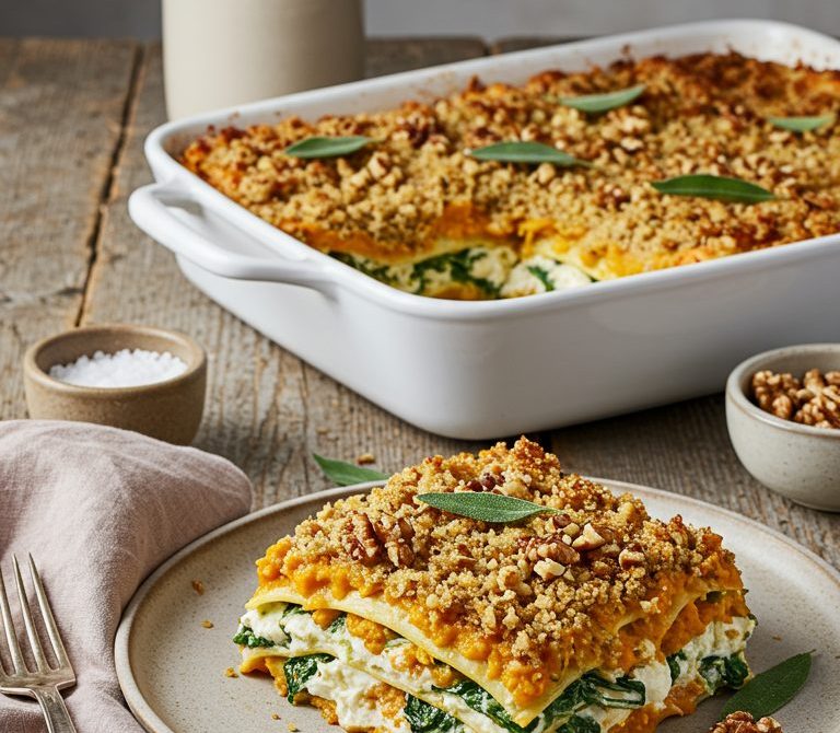 Butternut Spinach Lasagna with Ricotta and Sage