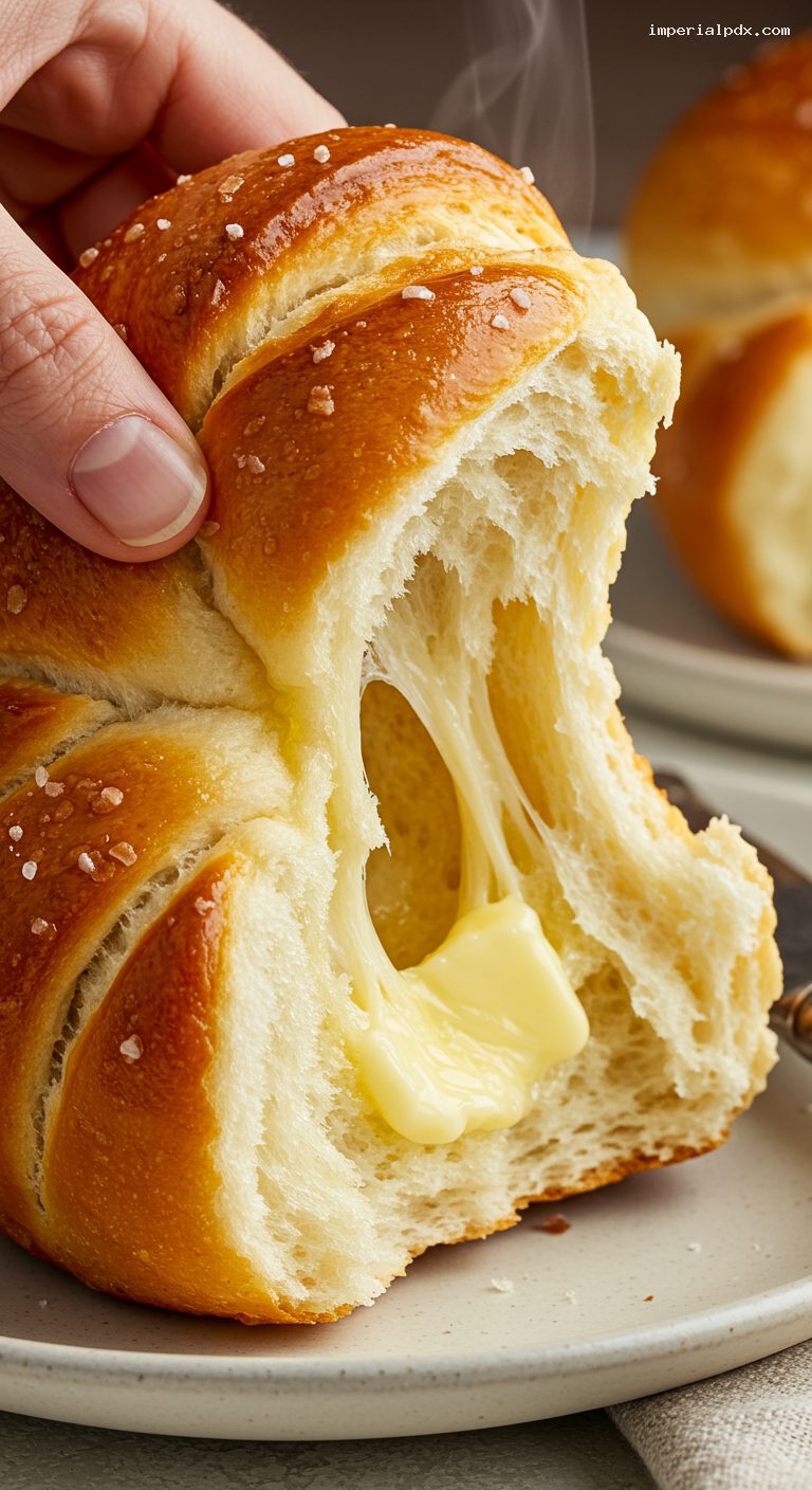 Buttery Parker House Rolls with Golden Sheen – Closeup