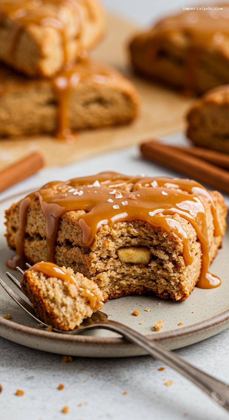 Caramel Apple Slab Scones with Quick Caramel Drizzle – Closeup