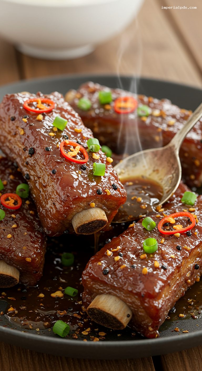 Caramelized Fish Sauce Pork Ribs (Suon Ram Man) – Closeup
