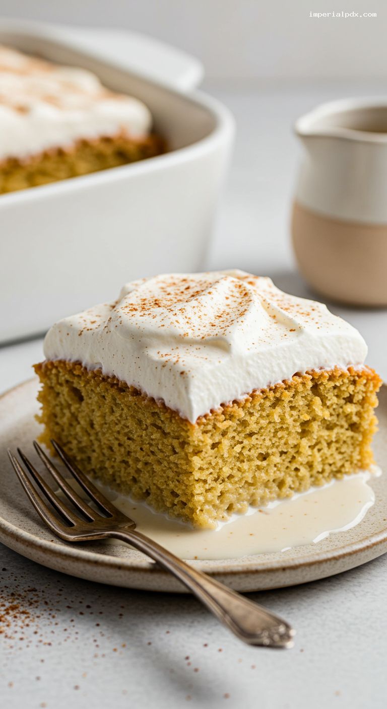 Chai Tres Leches Cake with Whipped Cream – Closeup