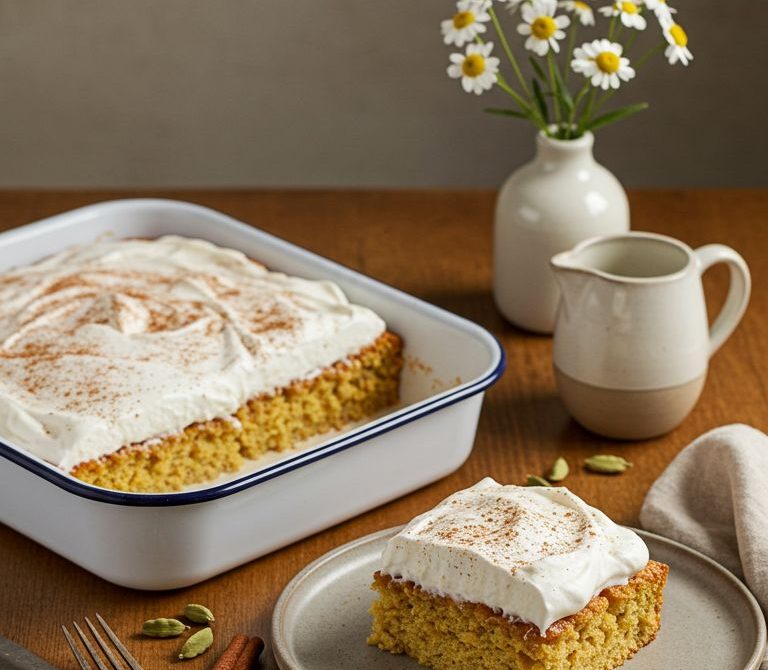 Chai Tres Leches Cake with Whipped Cream