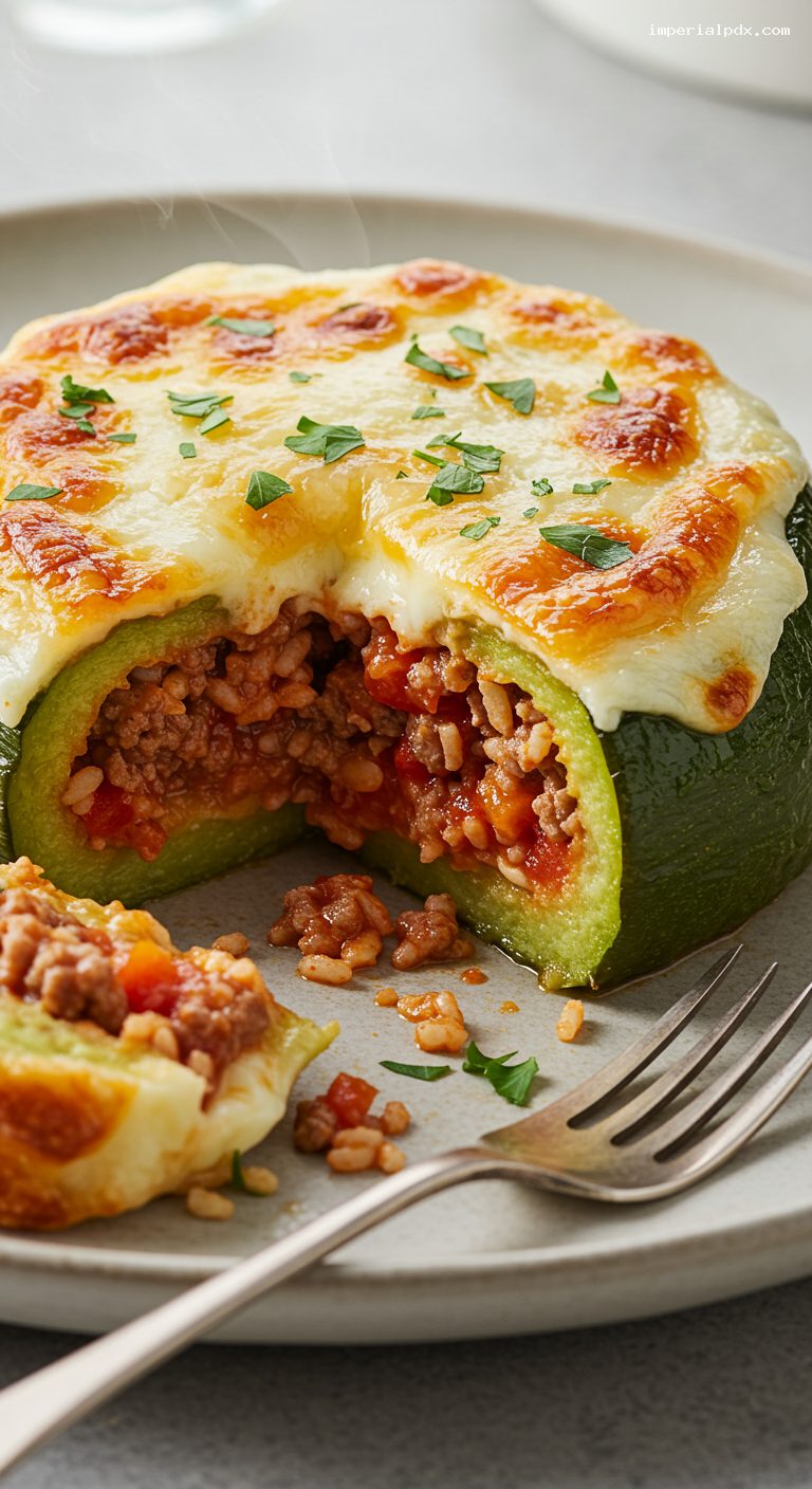 Cheesy Beef-Stuffed Round Squash (Zapallitos Rellenos) – Closeup