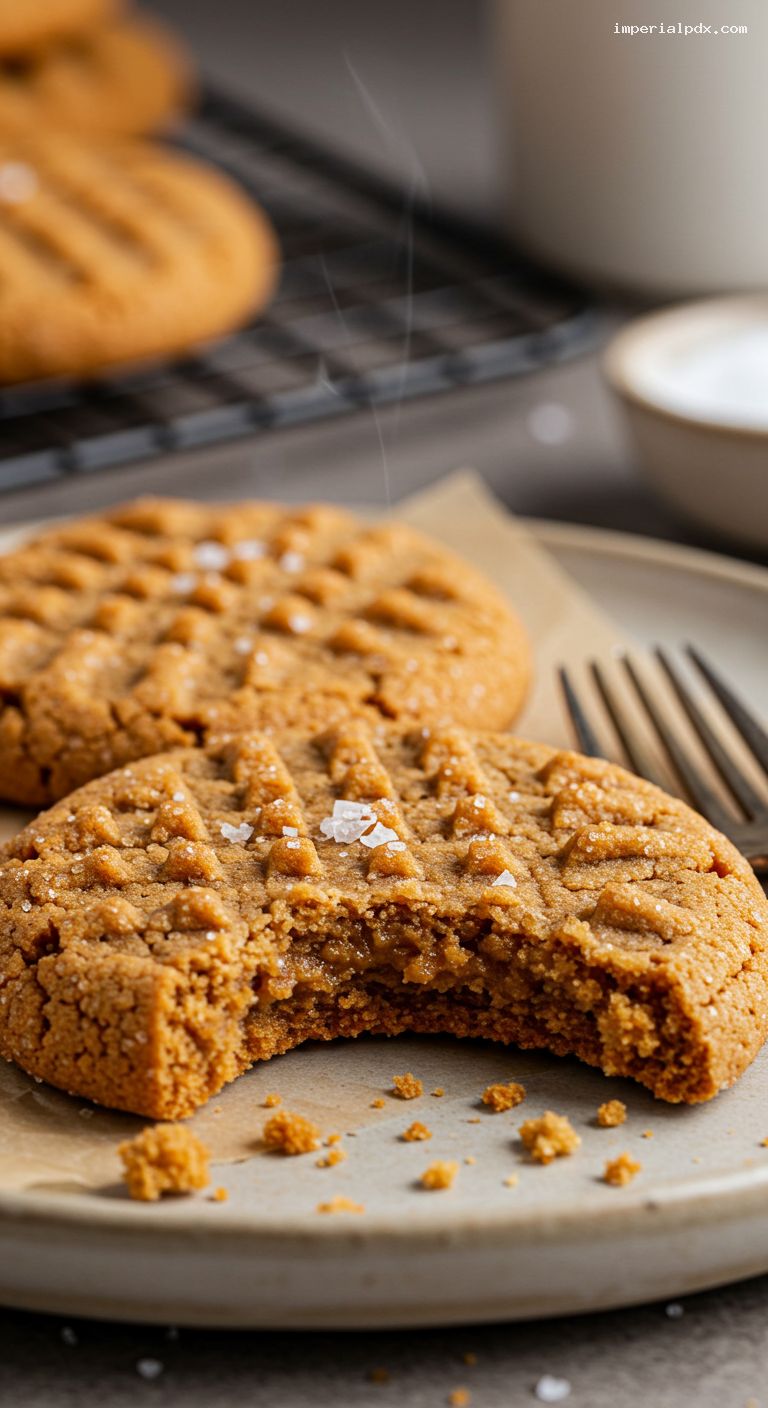 Chewy Peanut Butter Cookies with Crisscross Tops – Closeup