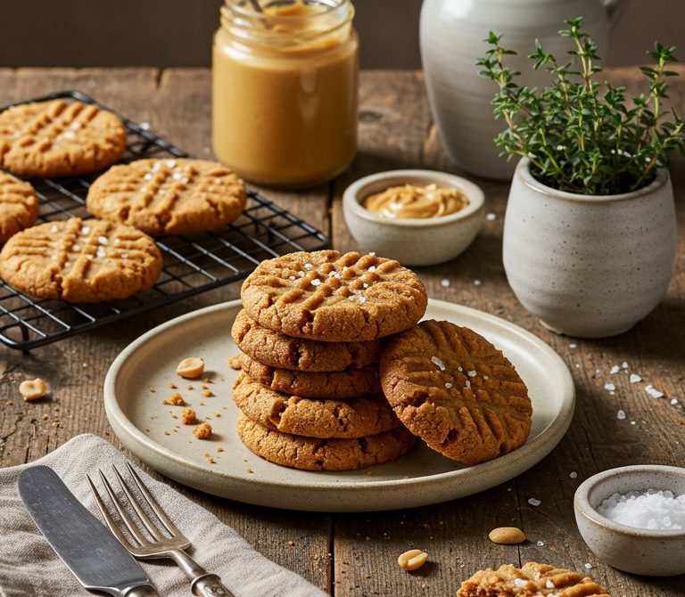 Chewy Peanut Butter Cookies with Crisscross Tops
