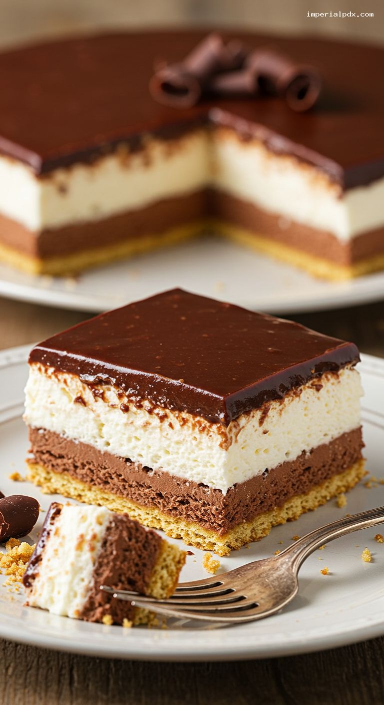 Chocolate Eclair Icebox Cake with Ganache – Closeup