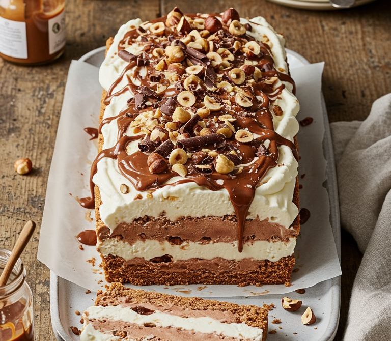 Chocolate-Hazelnut Icebox Loaf with Graham Layers