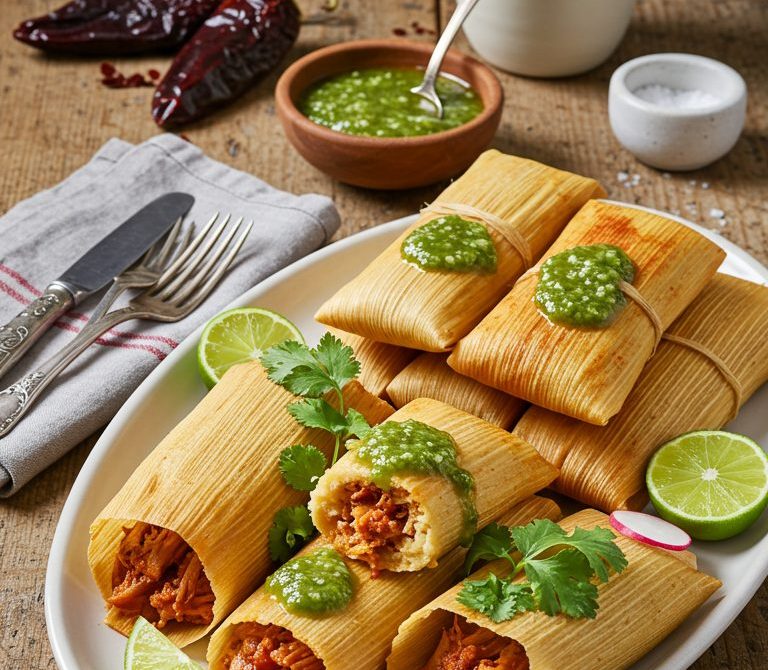 Christmas Tamales Rojos (Chile-Braised Pork) with Salsa Verde