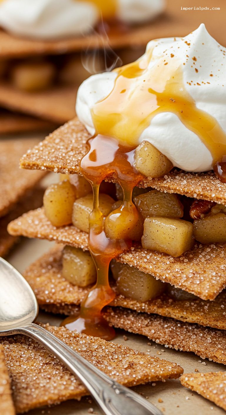 Churro Tortilla Nachos with Warm Apple Compote – Closeup