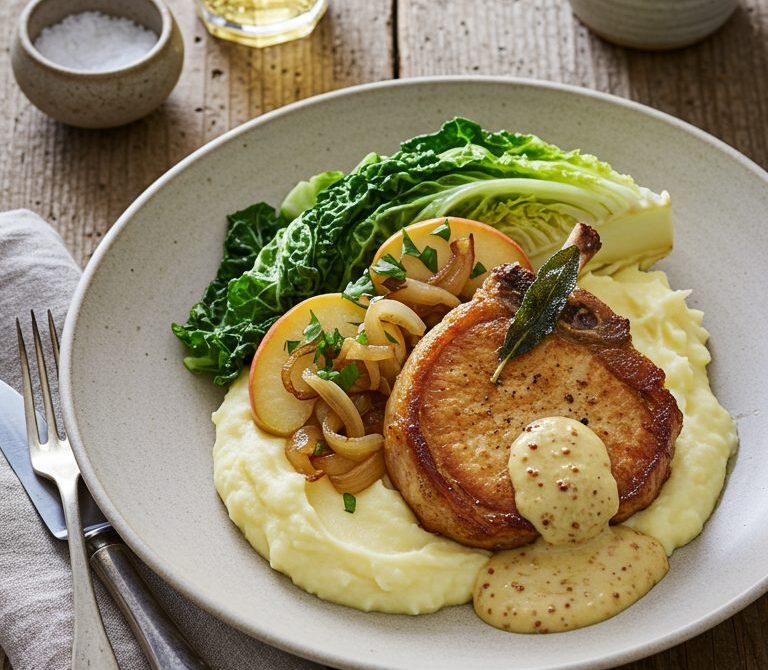 Cider-Braised Pork Chops with Apples and Sage