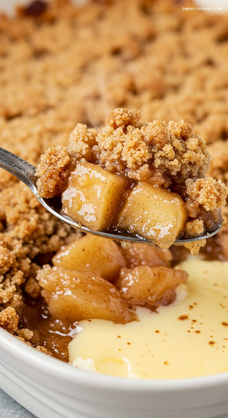 Cinnamon Apple Crumble with Buttery Topping – Closeup