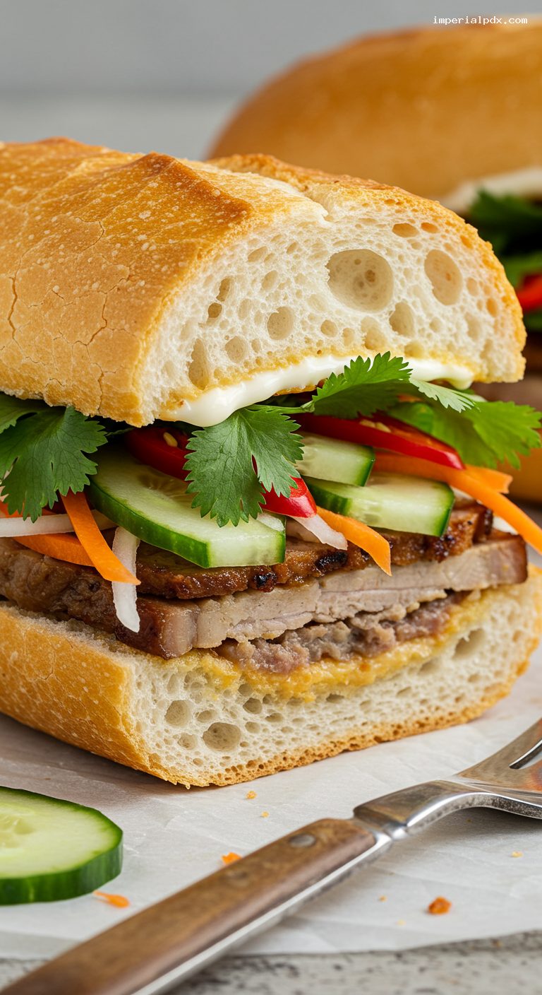 Classic Banh Mi Thit with Pork and Pickles – Closeup