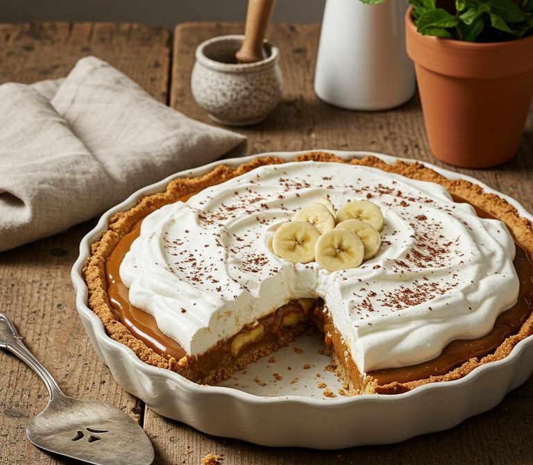Classic Banoffee Pie with Dulce de Leche and Cream