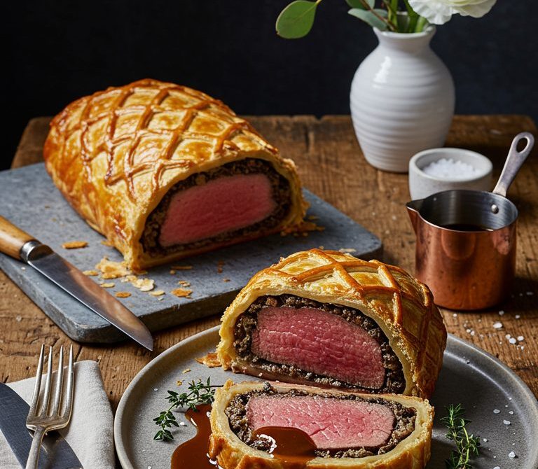 Classic Beef Wellington with Madeira Pan Sauce
