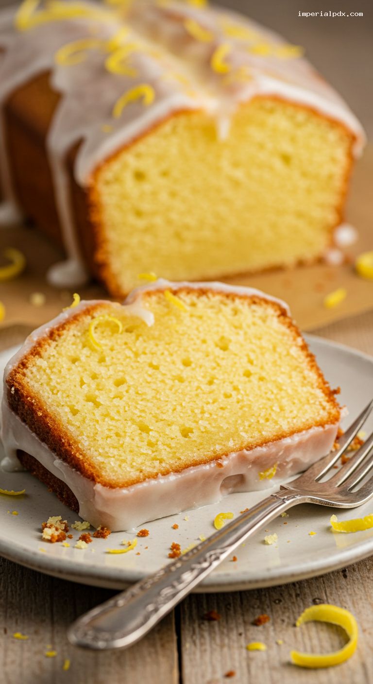 Classic Butter Pound Cake with Lemon-Vanilla Glaze – Closeup