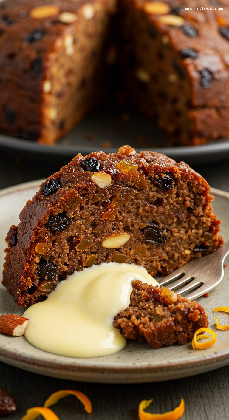 Classic Christmas Pudding with Brandy Butter – Closeup