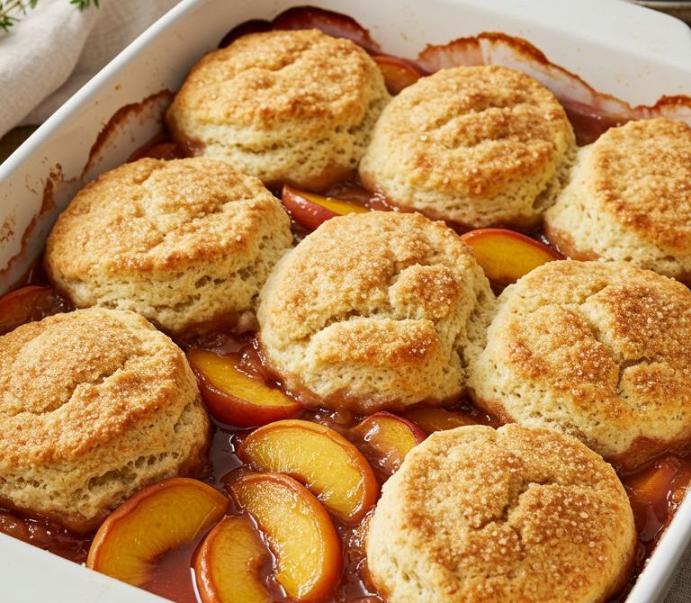 Classic Peach Cobbler with Buttermilk Biscuits