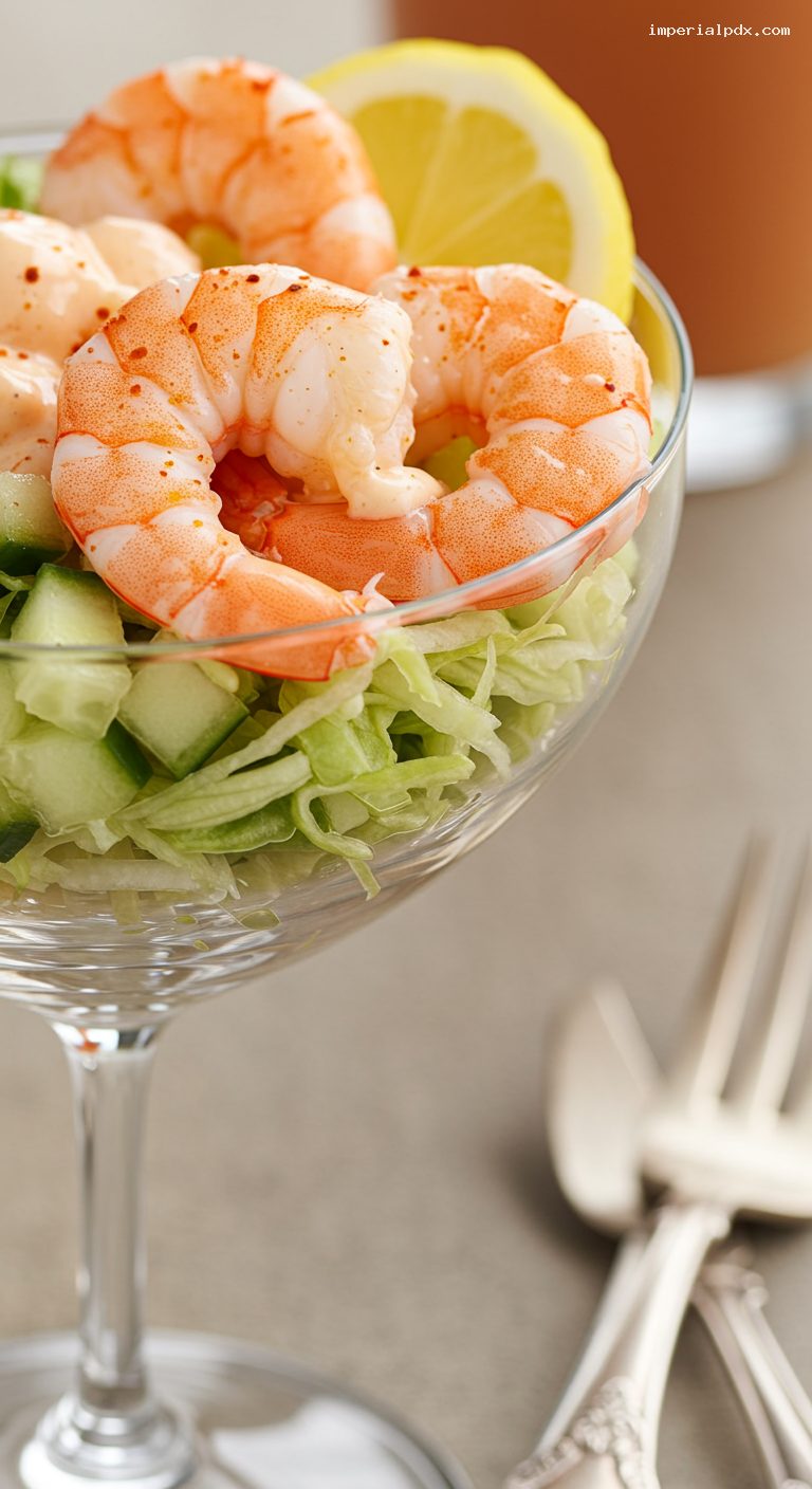 Classic Prawn Cocktail with Marie Rose Sauce – Closeup