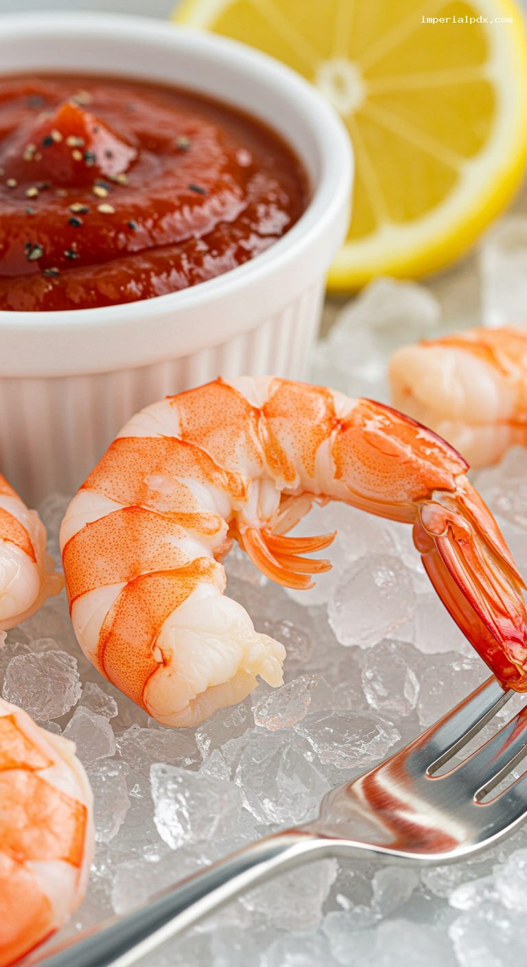 Classic Shrimp Cocktail with Horseradish-Tomato Sauce – Closeup