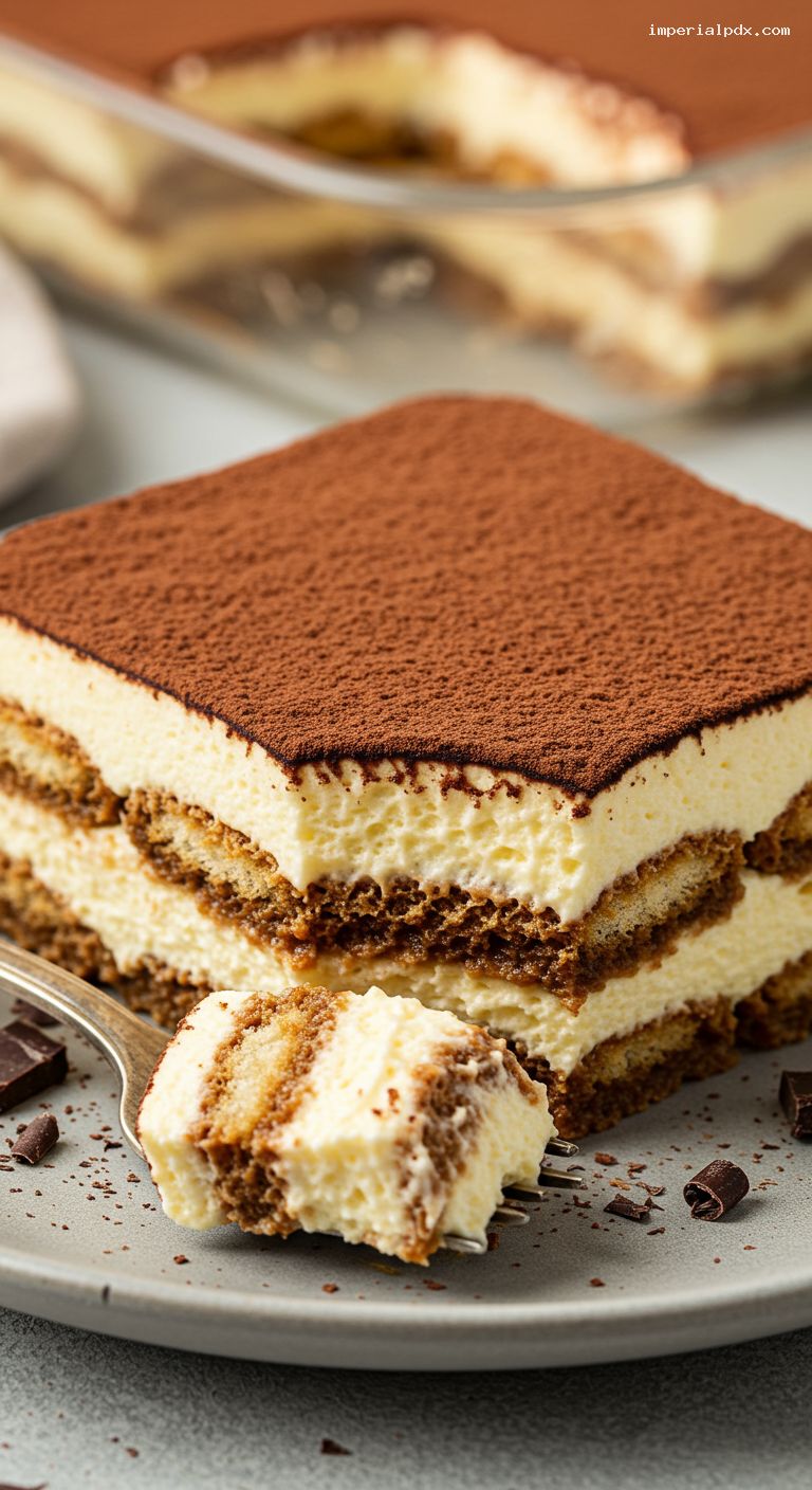 Classic Tiramisu with Espresso-Soaked Ladyfingers – Closeup