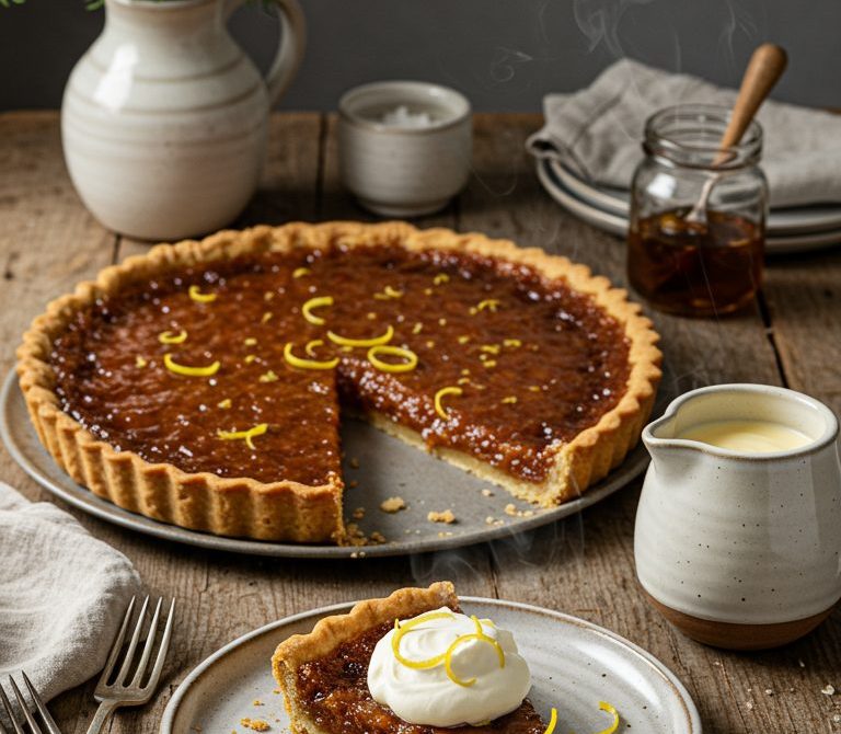 Classic Treacle Tart with Clotted Cream or Custard