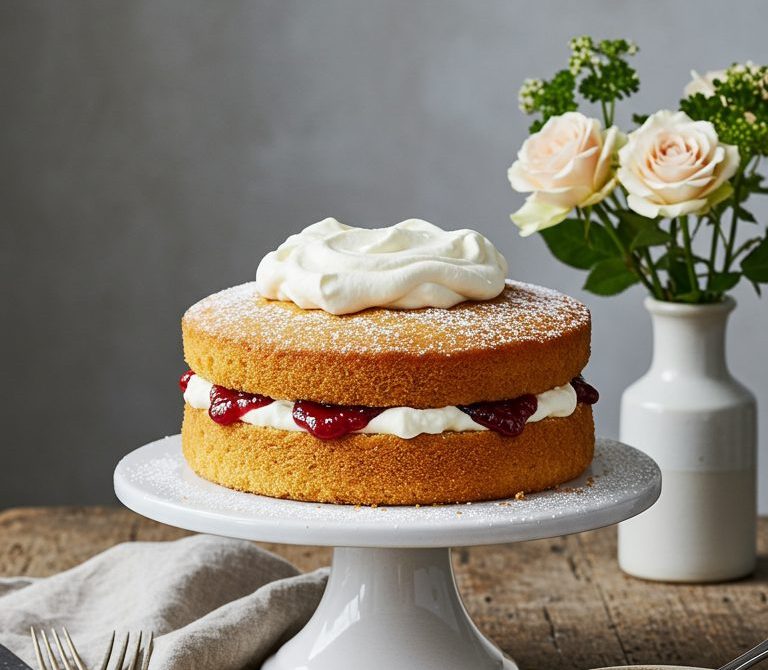 Classic Victoria Sponge with Jam and Whipped Cream