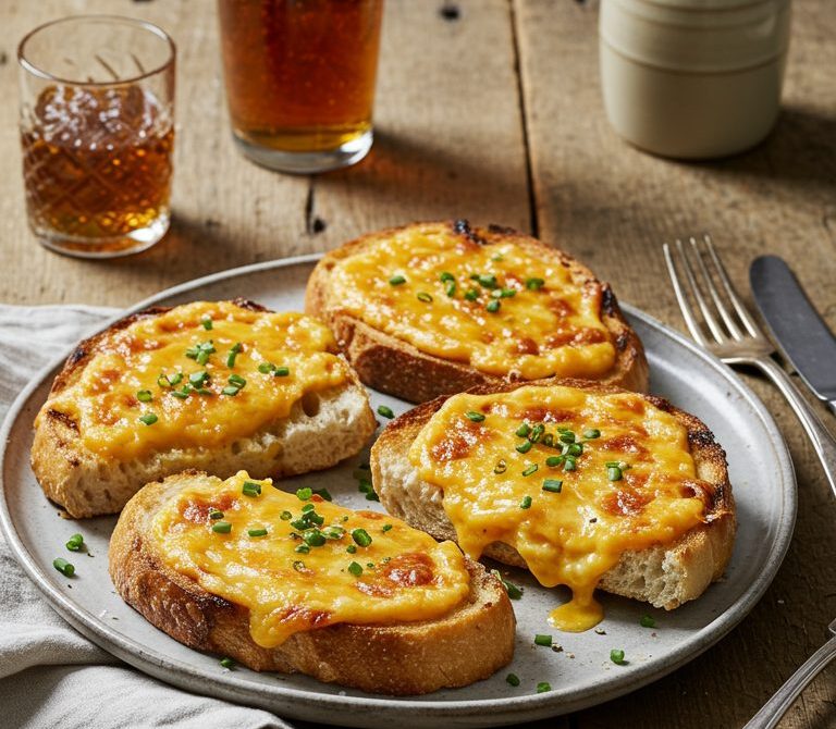 Classic Welsh Rarebit with Cheddar, Ale, and Mustard