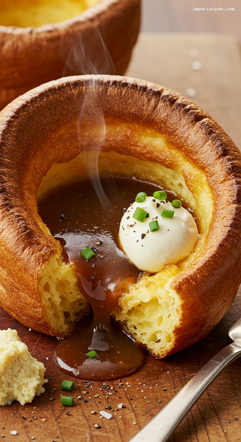 Classic Yorkshire Puddings with Beef Drippings – Closeup
