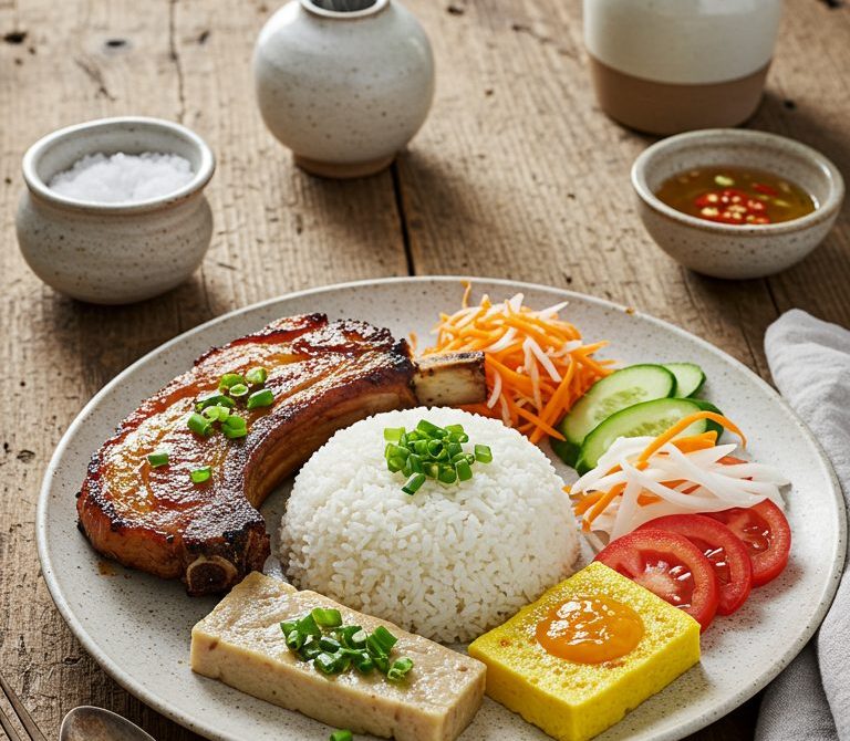 Com Tam Suon Bi Cha (Vietnamese Broken Rice Plate)