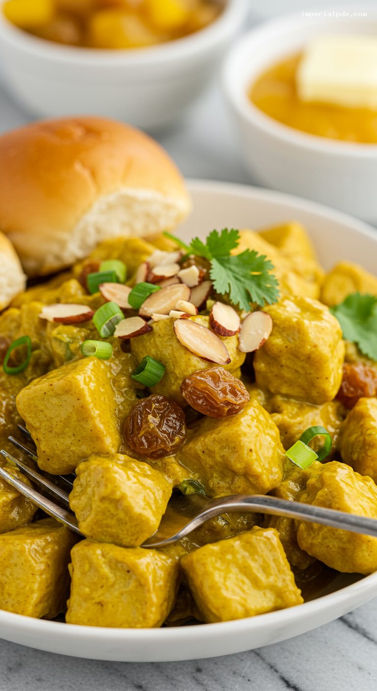 Coronation Chicken with Curried Mayo and Chutney – Closeup