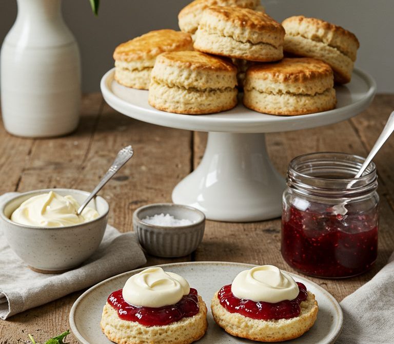 Cream Tea Scones with Jam and Clotted Cream