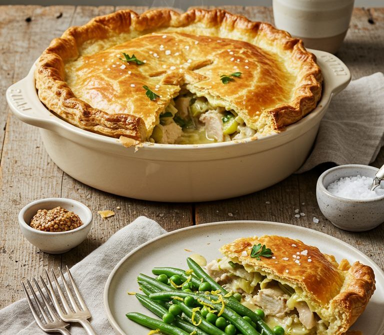 Creamy Chicken and Leek Pie with Puff Pastry