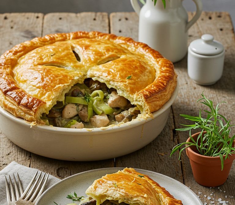 Creamy Chicken and Mushroom Pie with Tarragon